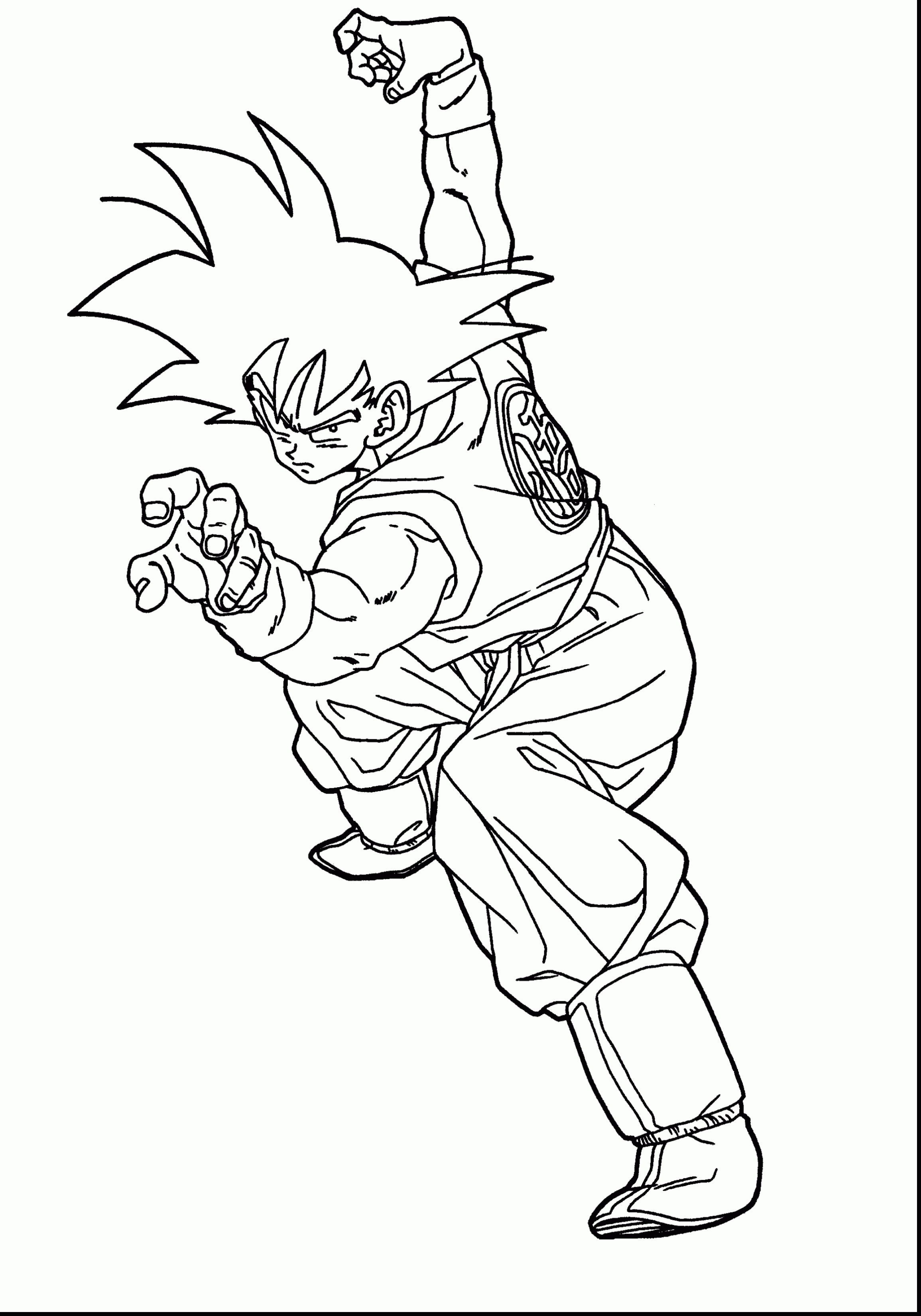 Página para colorir de um personagem de desenho animado com o título dragon  ball z.