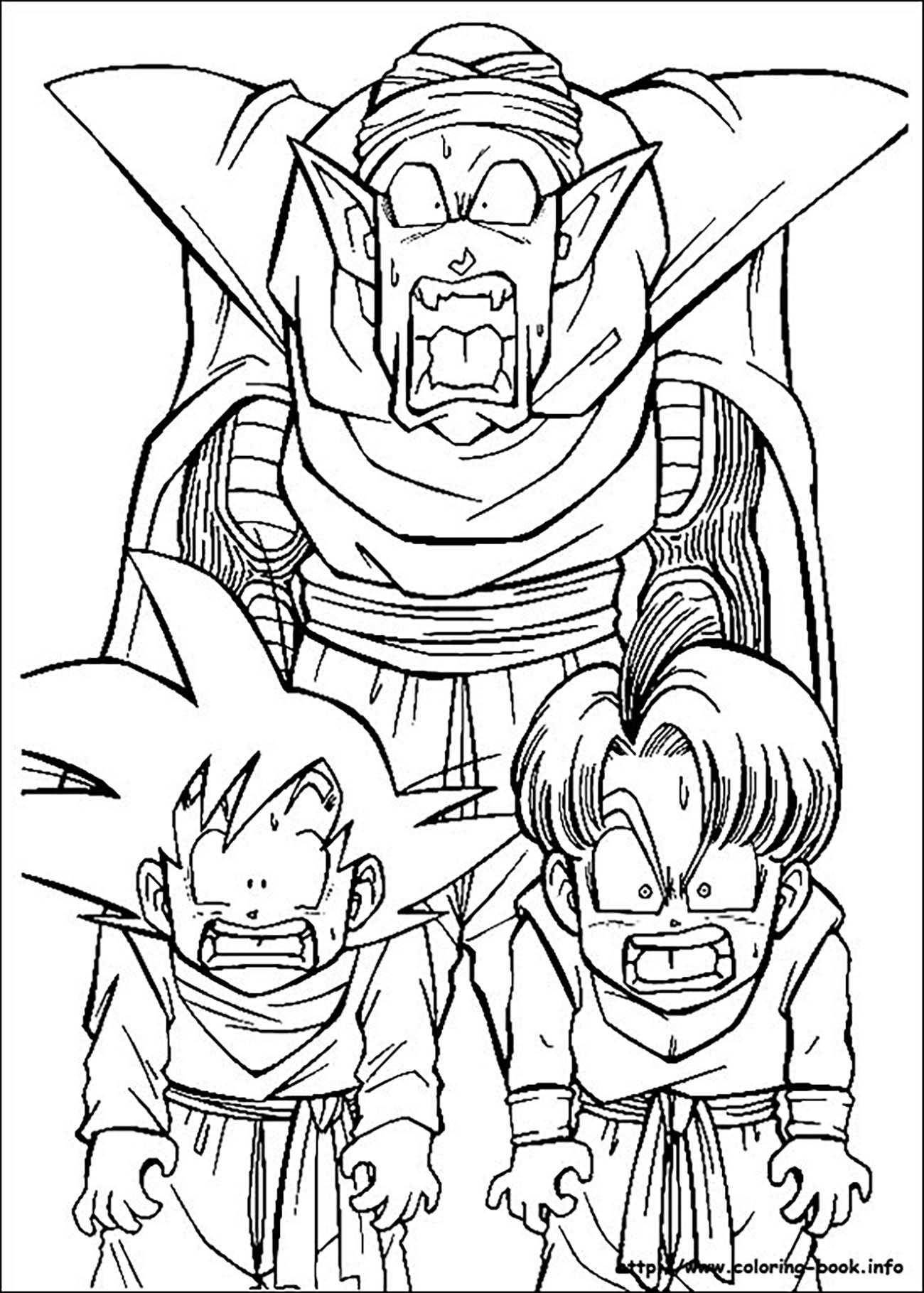 Página para colorir de um personagem de desenho animado com o título dragon  ball z.