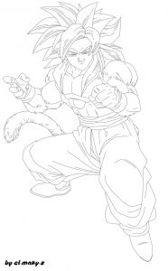 Página de Dragon Ball Z para colorir e imprimir para crianças : Songoku Super Saiyajin - 4