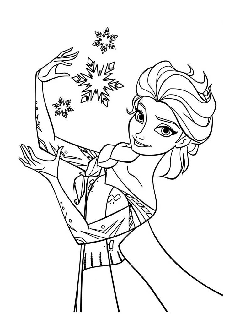 Joli coloriage de Elsa (a rainha da neve) simple pour enfants