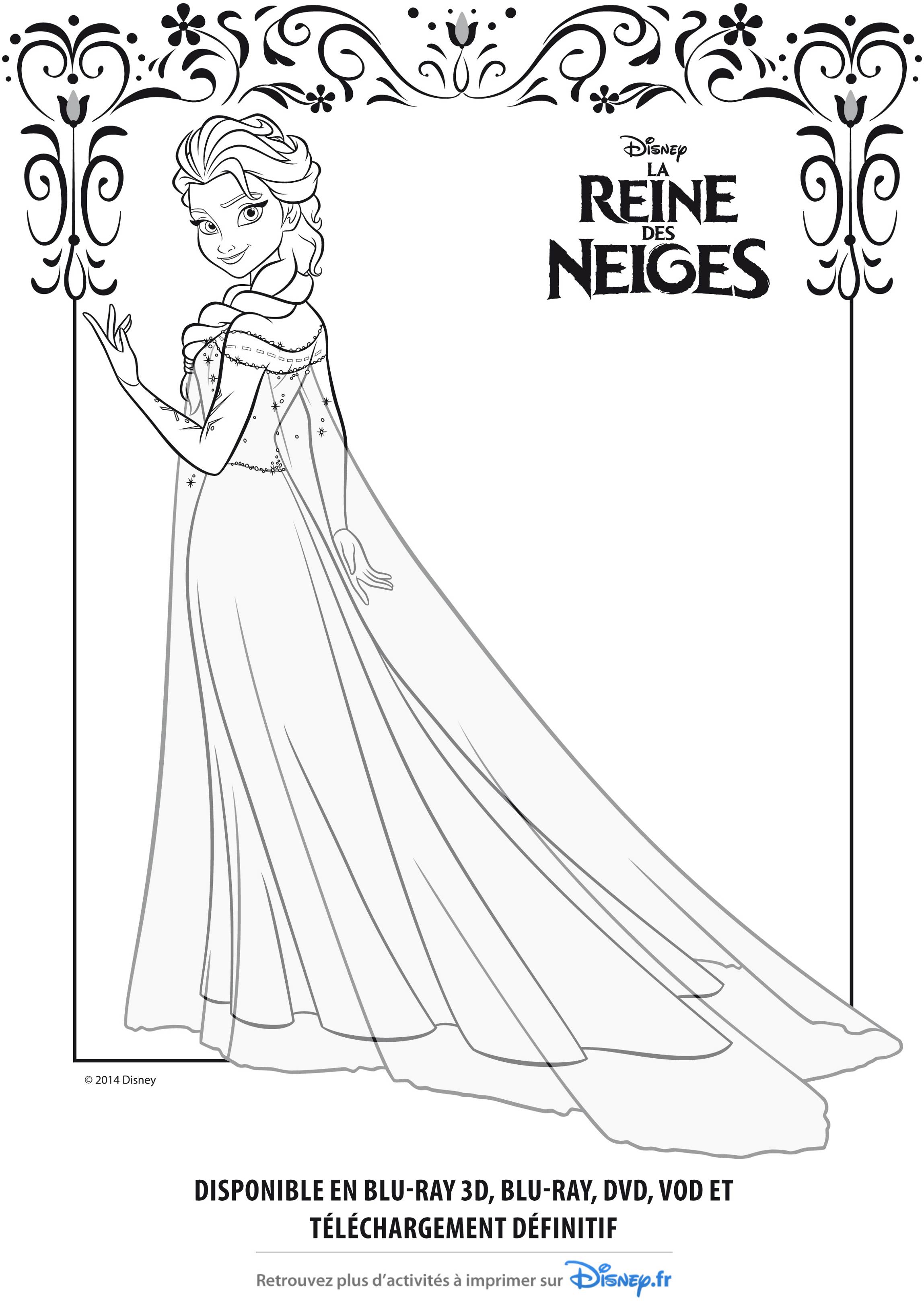 Coloriage sympa de Elsa (a rainha da neve) à imprimer et colorier