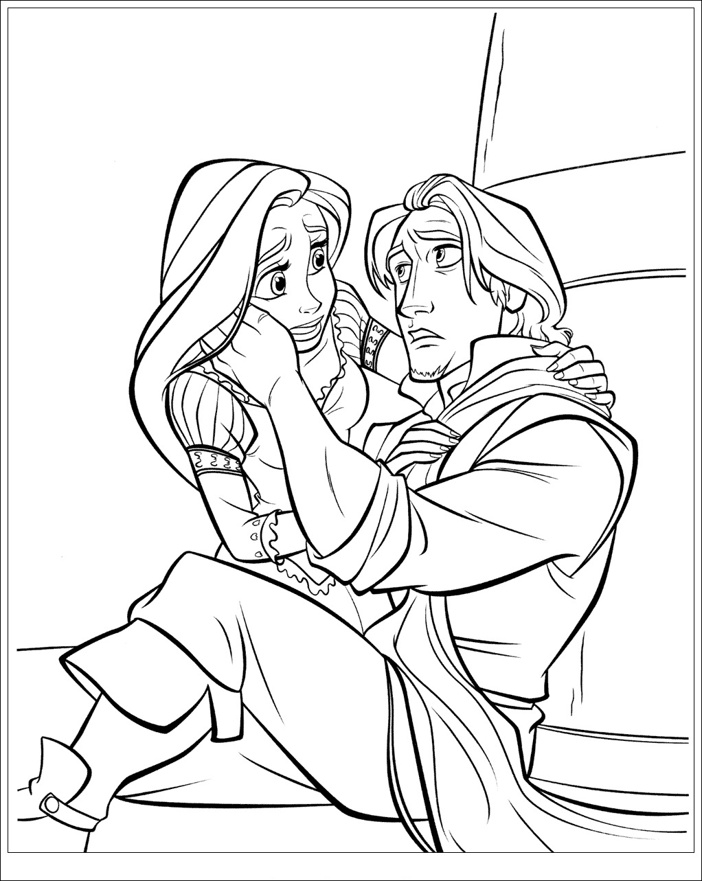 Desenhos para colorir para crianças gratuitos de entrelaçados (Tangled / Rapunzel)