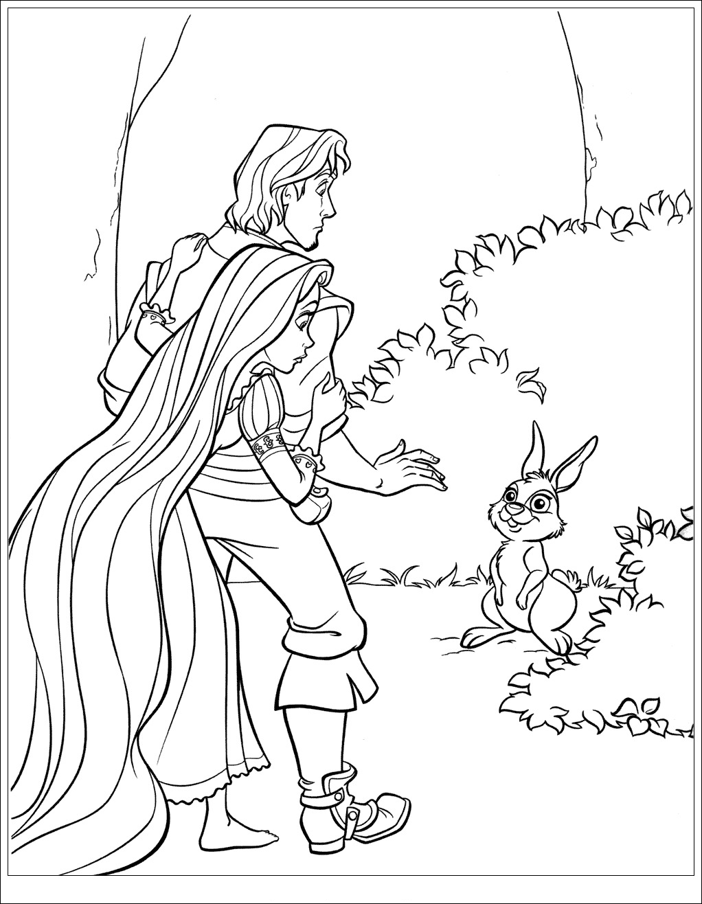 Desenhos simples para colorir para crianças de entrelaçados, grátis, para baixar (Tangled / Rapunzel)