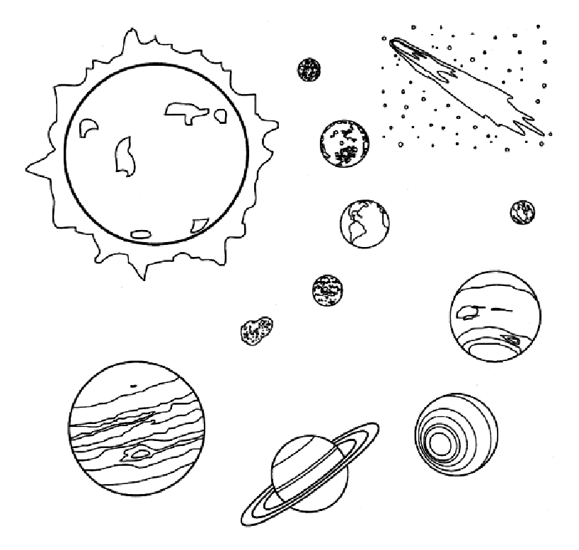 Livro para colorir sobre o sistema solar