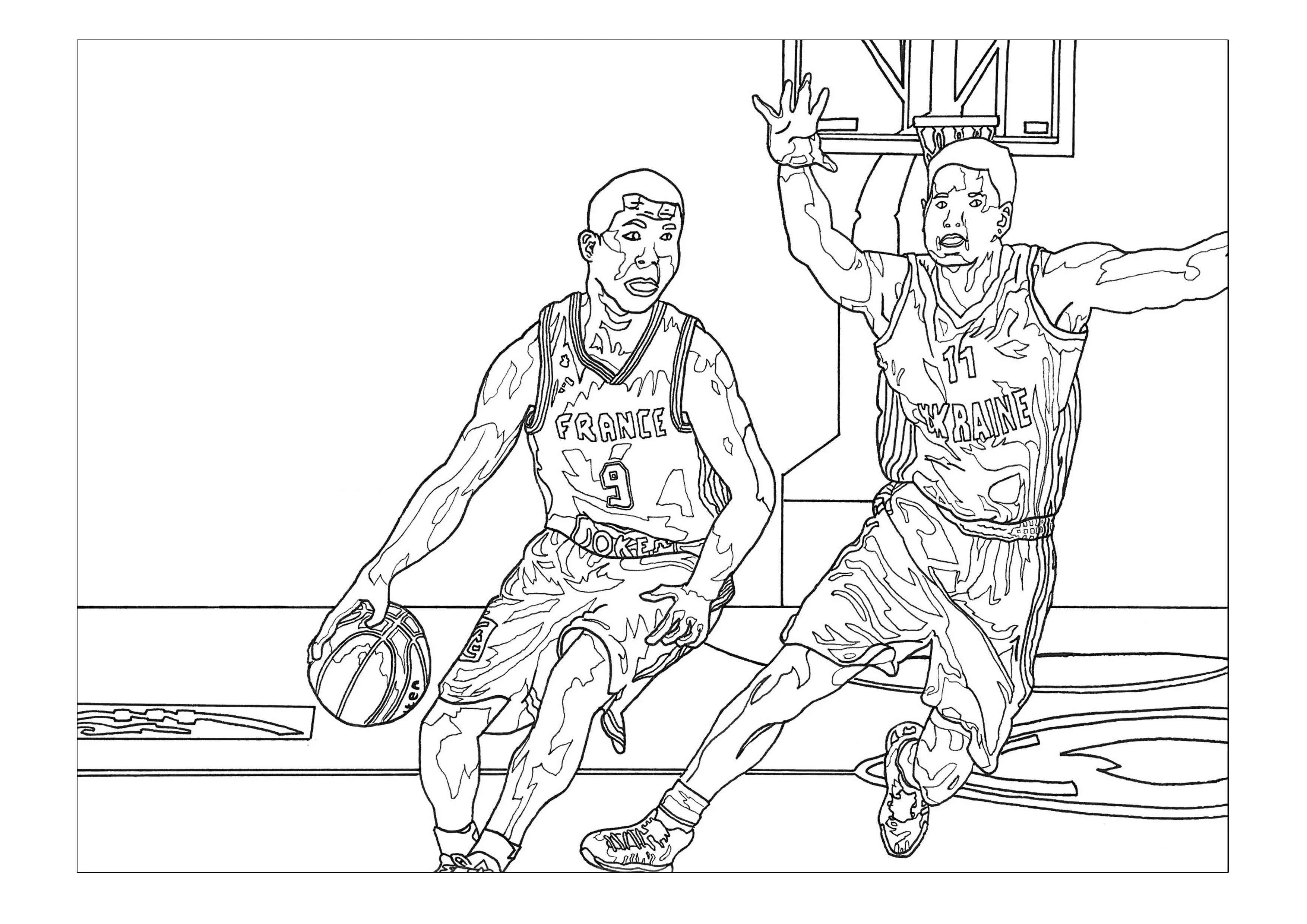 Basquetebol (Página de Esportes para colorir e imprimir para crianças)