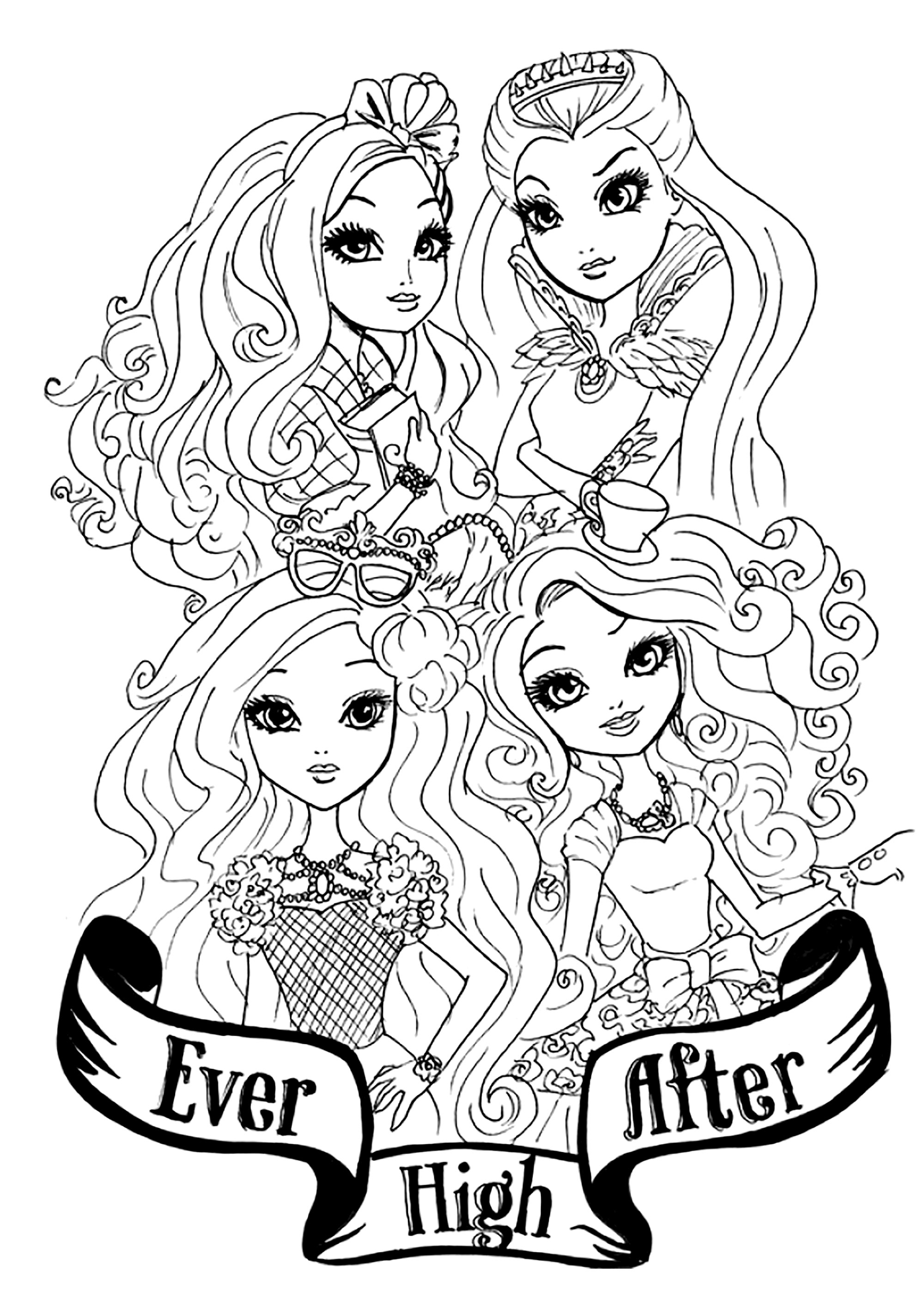 Quatro personagens de Ever After High Ever After High Just Color