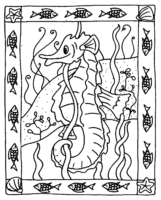 Desenhos para colorir de desenho de um cavalo-marinho para colorir