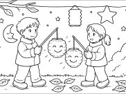 Páginas de Festa das Lanternas para colorir e imprimir para crianças