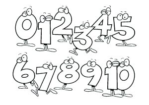 Página de Figuras para colorir e imprimir para crianças : Números de caracteres: de 0 a - 10