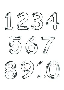 Página de Figuras para colorir e imprimir para crianças : Desenho simples de números de 0 a - 10