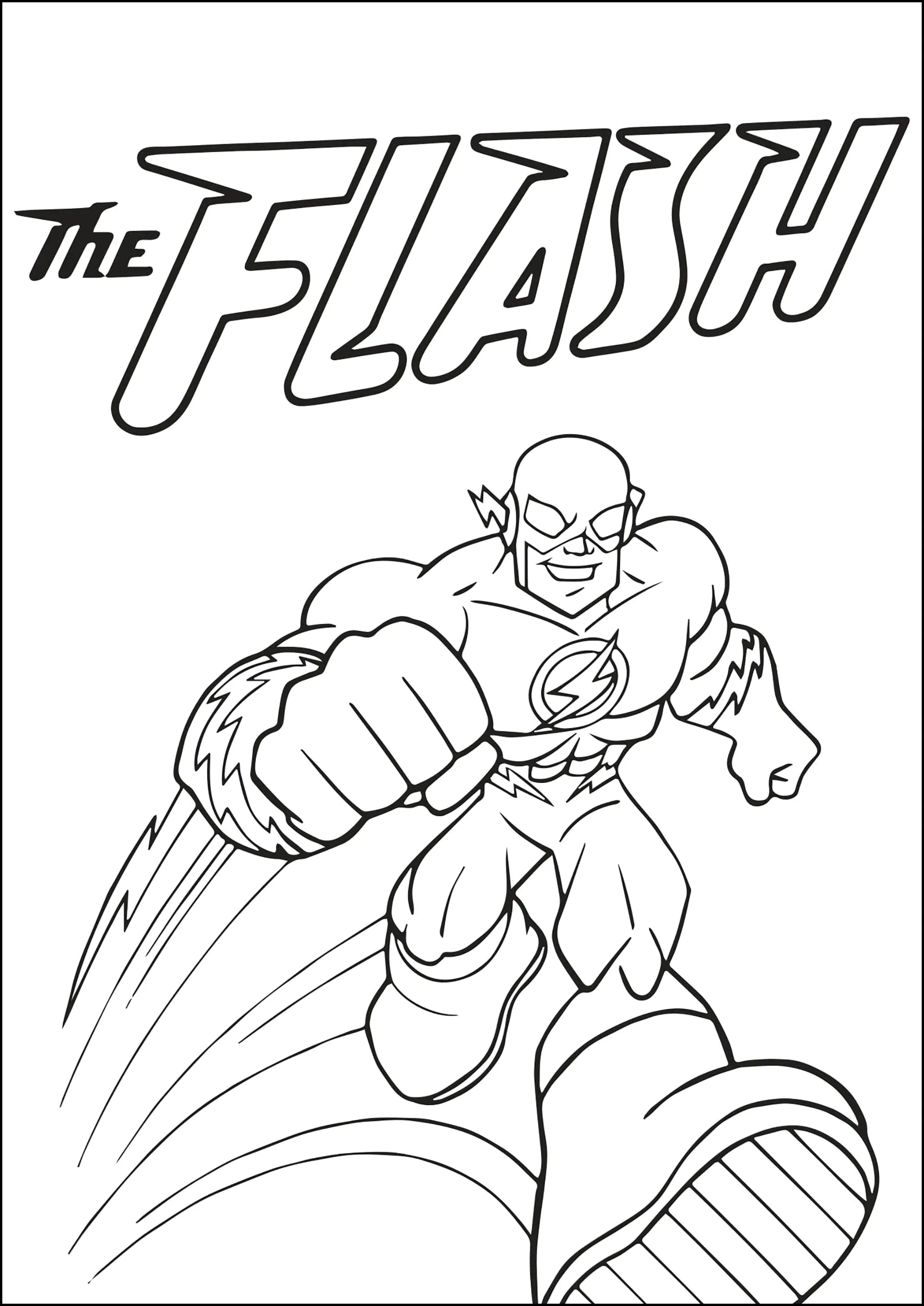 Bela personagem do Flash - Páginas de Flash para colorir para crianças, image size:2000x2828
