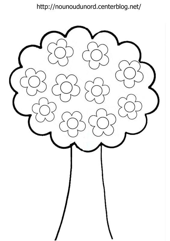 Flores numa árvore: coloração simples para os mais pequenos (jardim-de-infância)