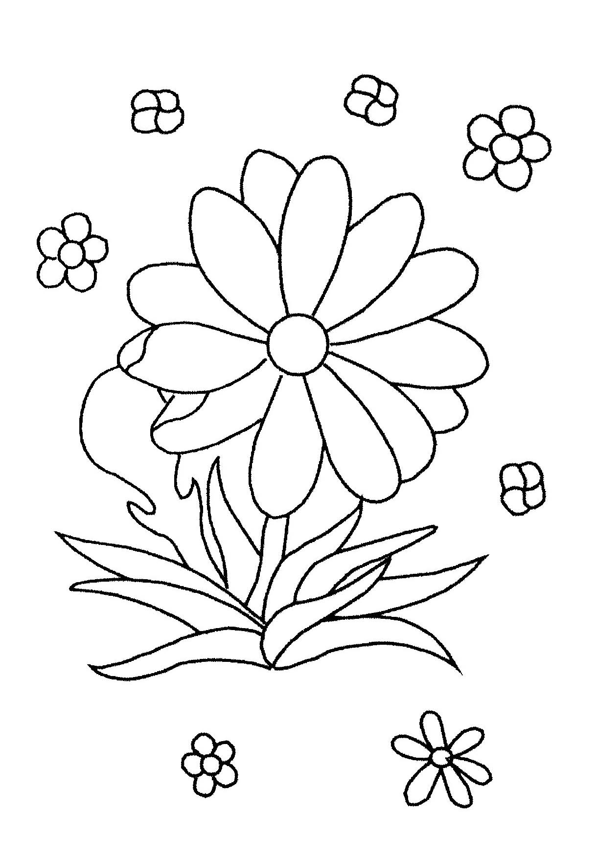 Flor simples para um livro para colorir para crianças pequenas