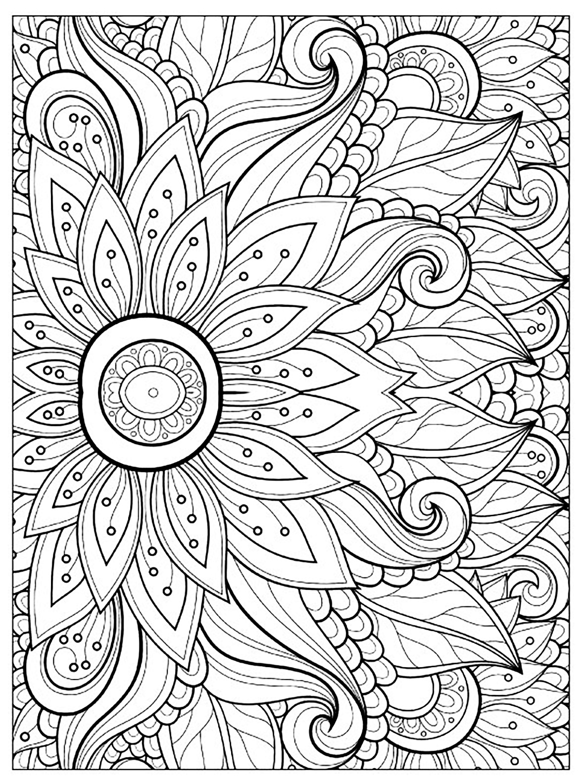 Desenho de Mandala pétalas de flores para Colorir - Colorir.com