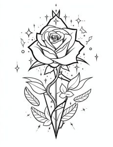 Página de Flores para colorir e imprimir para crianças : Rosa mágica