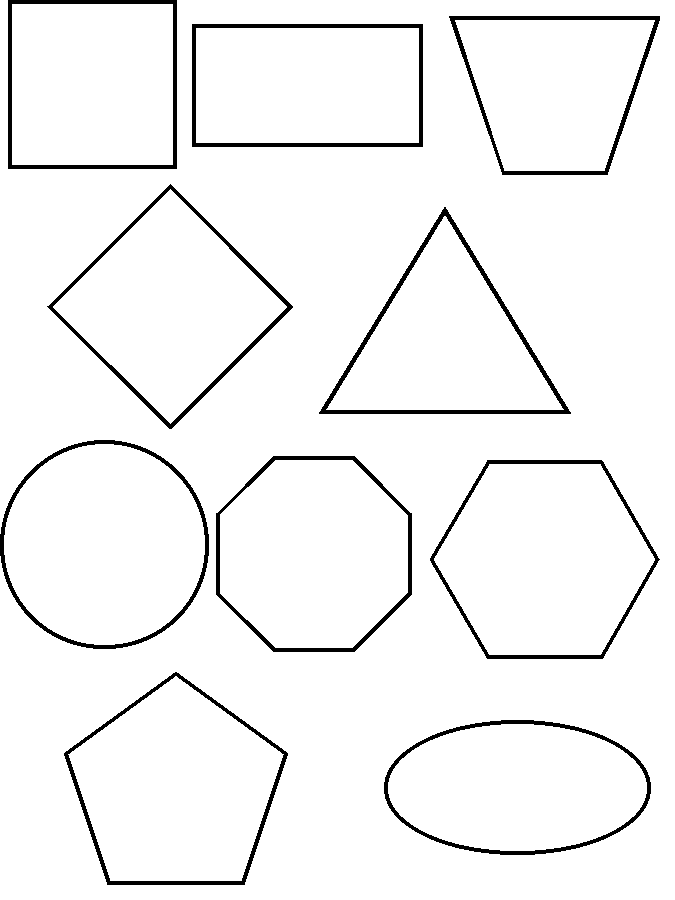 Pastilhas, triângulos, hexágonos... para colorir (Formas)