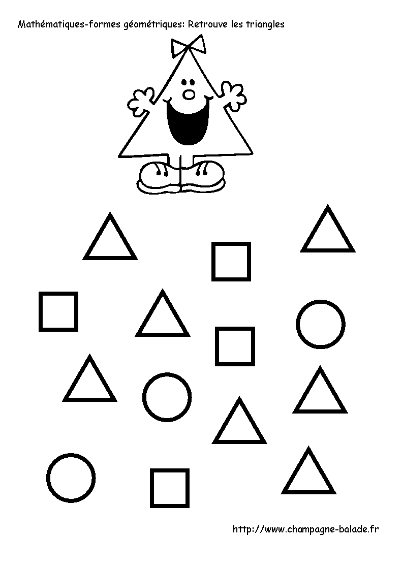 Sr. Triângulo e pequenas Formas para colorir em