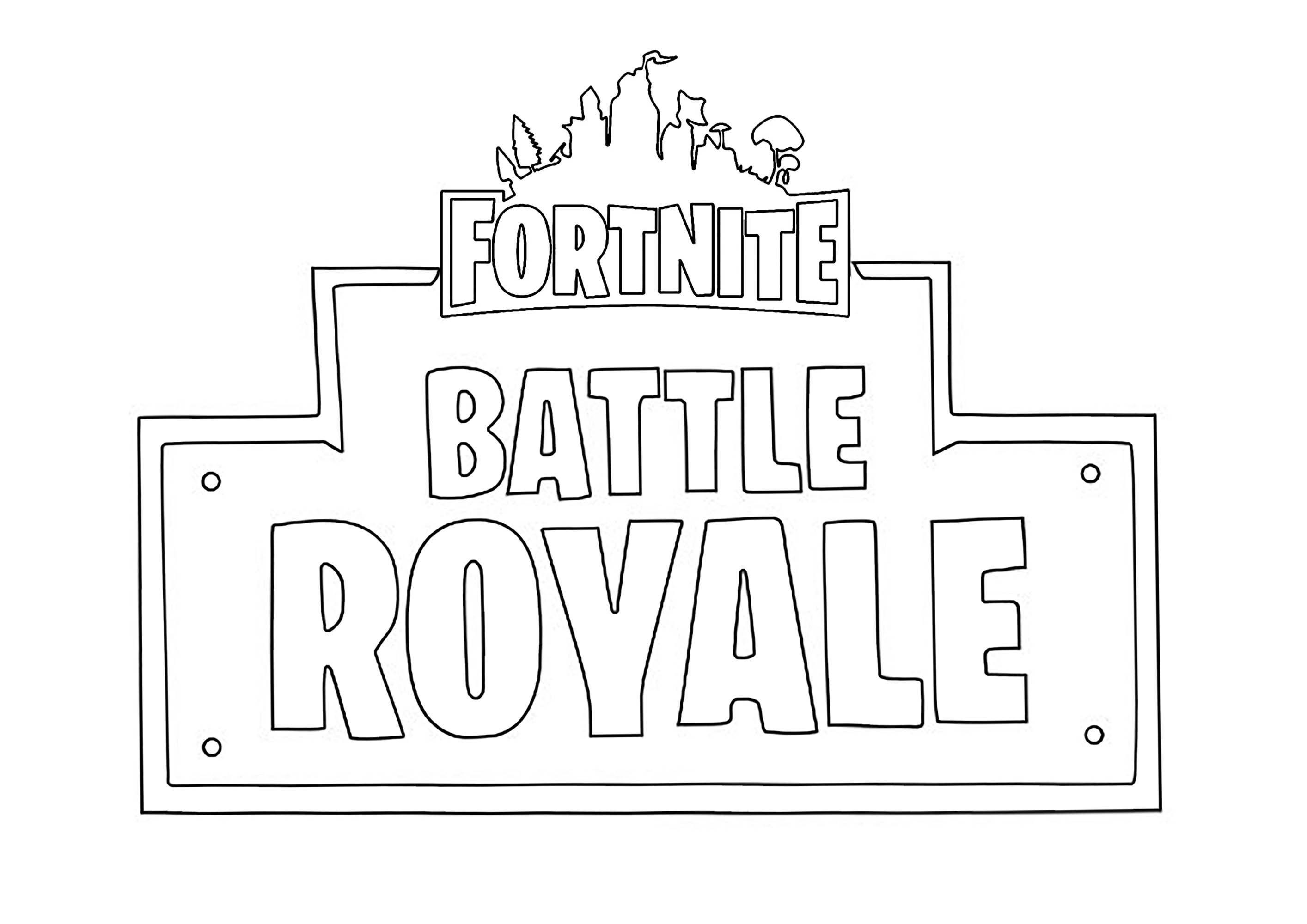 o logótipo Fortnite Battle Royale em Preto e Branco para colorir em