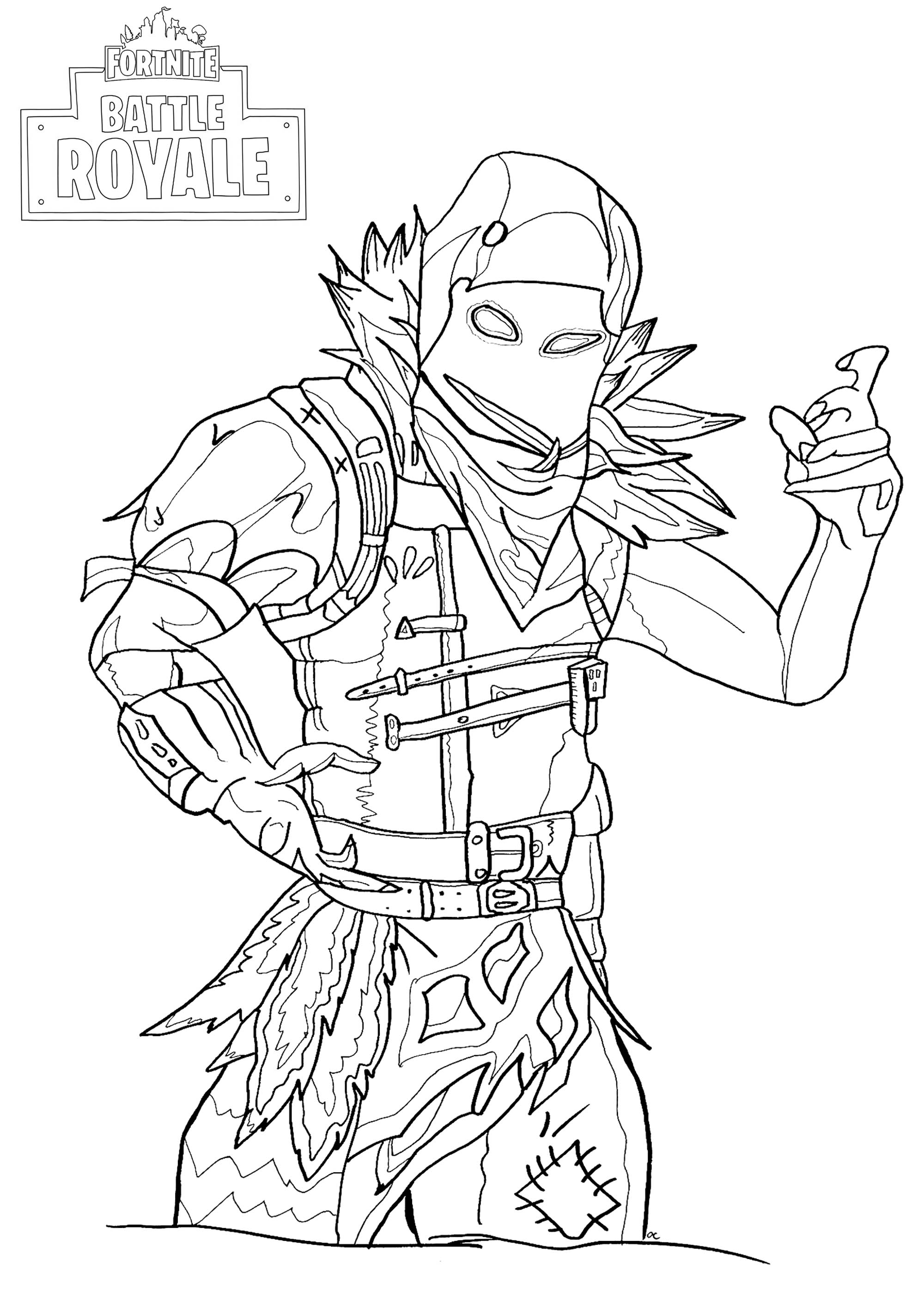 Corvo: um dos mais populares trajes masculinos para o jogo Fortnite Battle Royale. Este lendário traje faz parte do conjunto Nevermore.  Dessin 'fan-art' exclusif