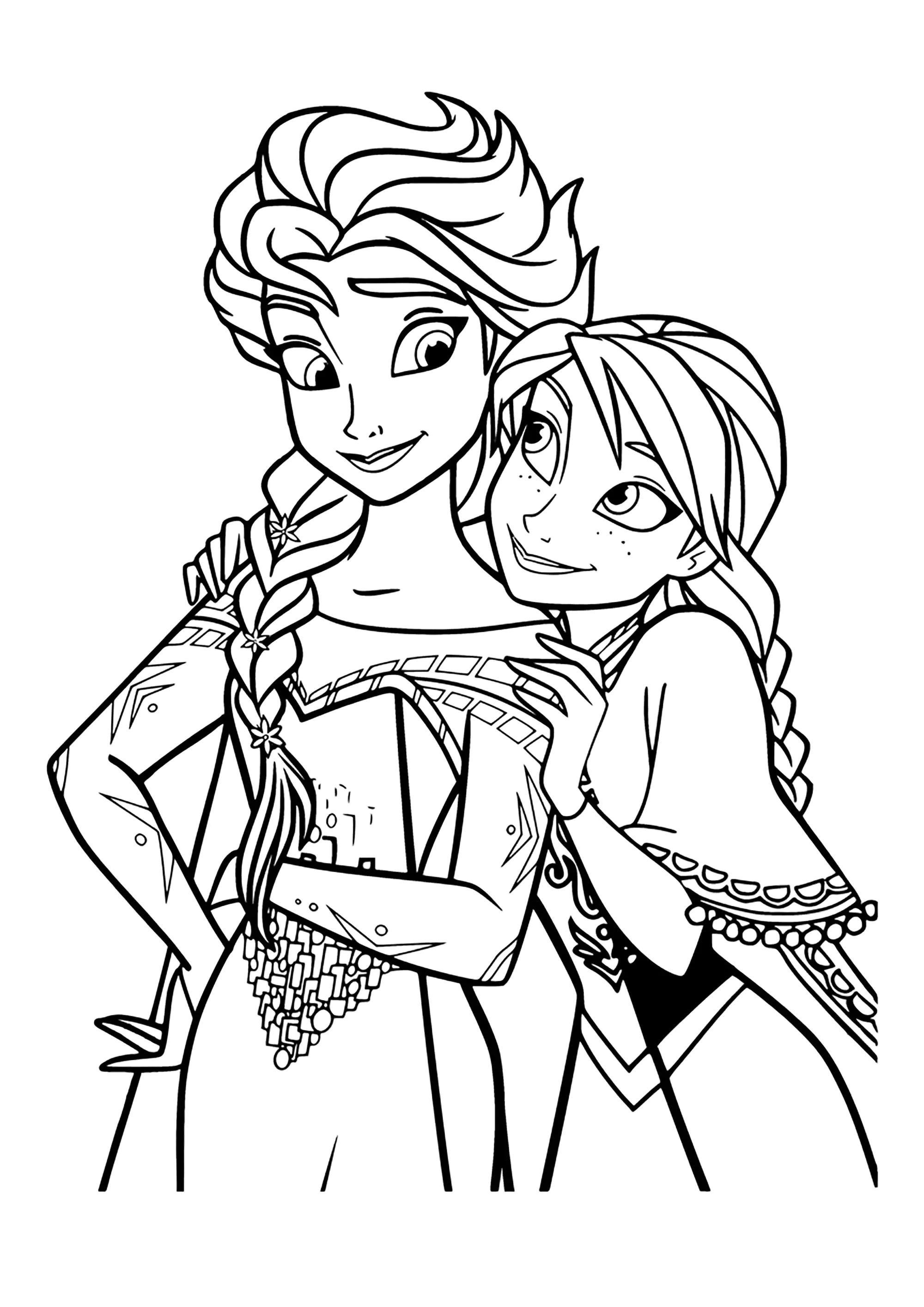 Frozen : O Reino do Gelo 2 : Anna et Elsa soeurs complices - Páginas de  Frozen : O Reino do Gelo 2 para colorir para crianças, image size:2000x2828