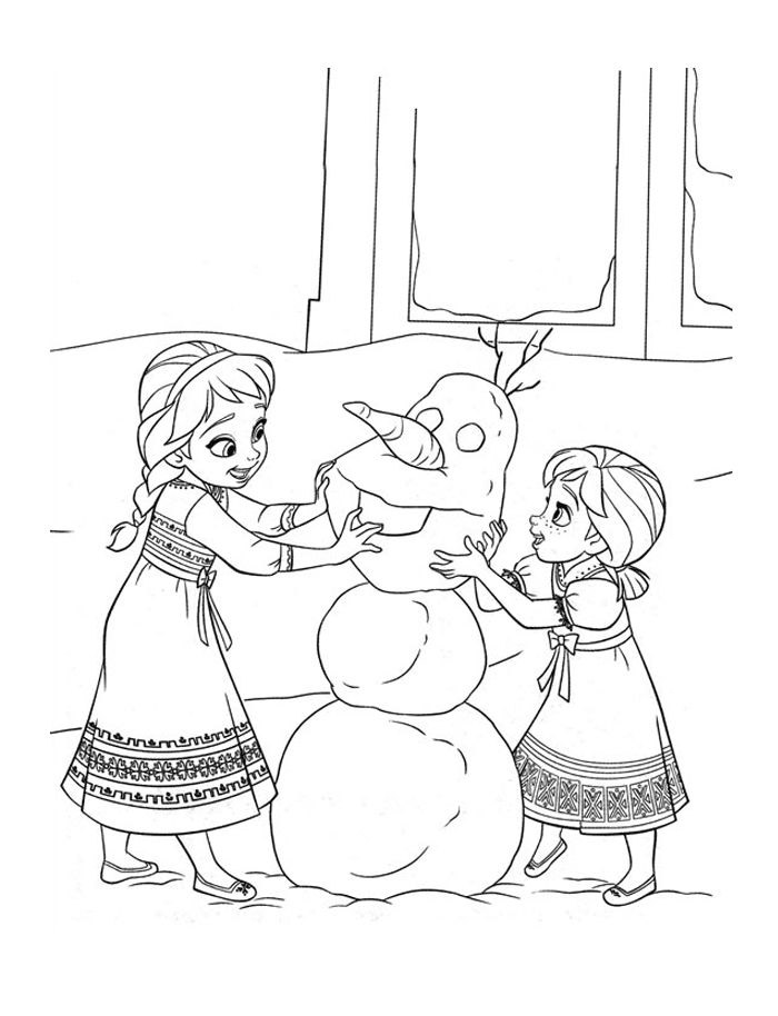 Desenhos simples para colorir gratuitos para crianças de Frozen: O Reino do Gelo