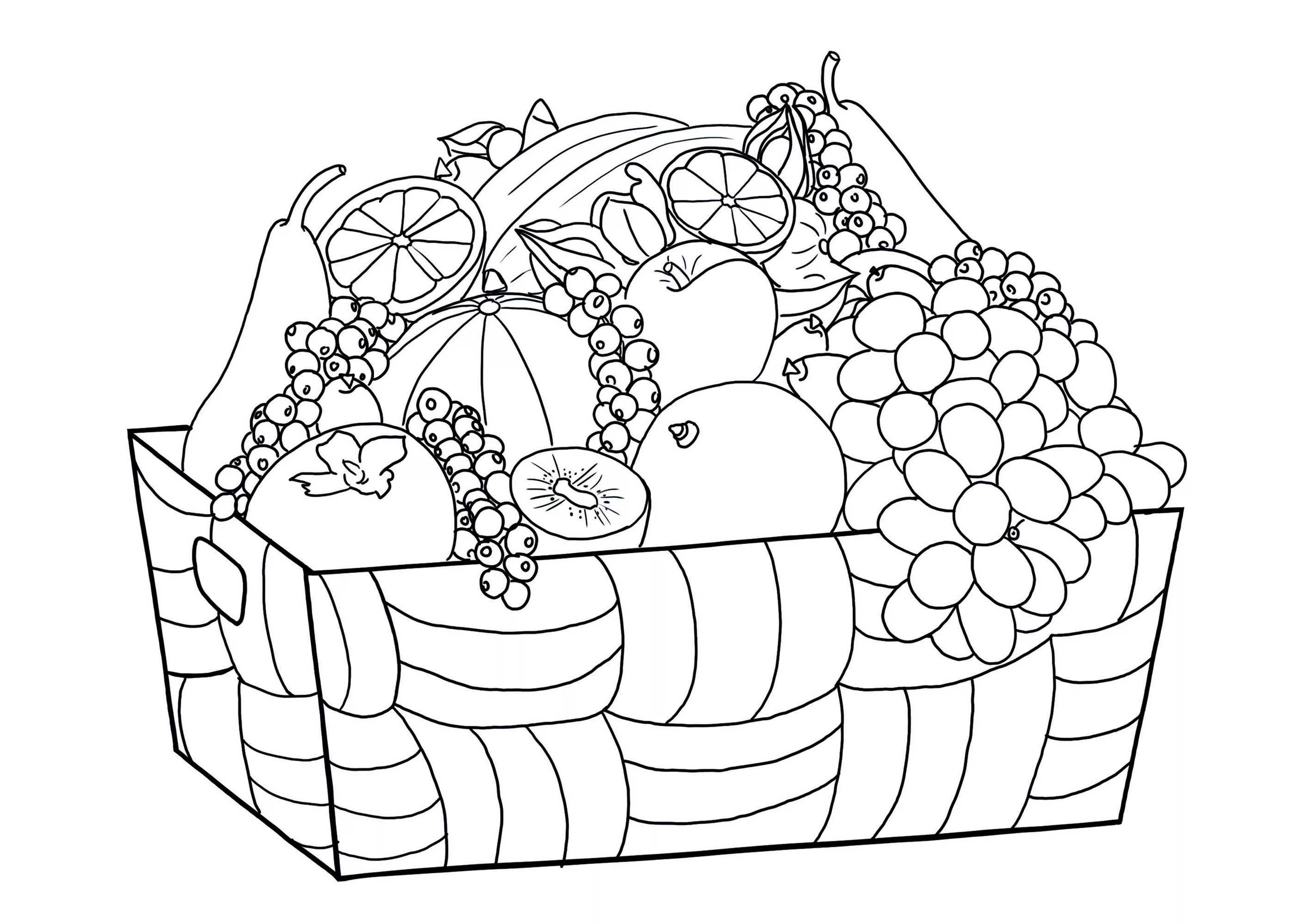 Cesto de fruta para colorir (Frutas e vegetais)