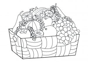 Frutas e vegetais : Cesto de fruta para colorir