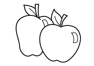 Página de Frutas e vegetais para colorir e imprimir para crianças : Duas belas maçãs