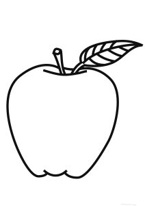 Frutas e vegetais : Uma bela maçã e a sua folha para colorir