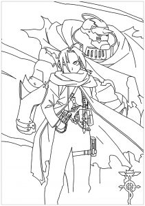 Página de Full Metal Alchemist para colorir e imprimir para crianças : Páginas completas de coloração Alquimista de metais para crianças
