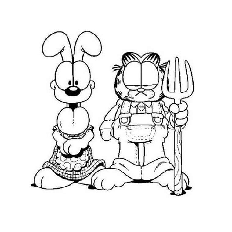 Páginas simples de colorir Garfield para crianças