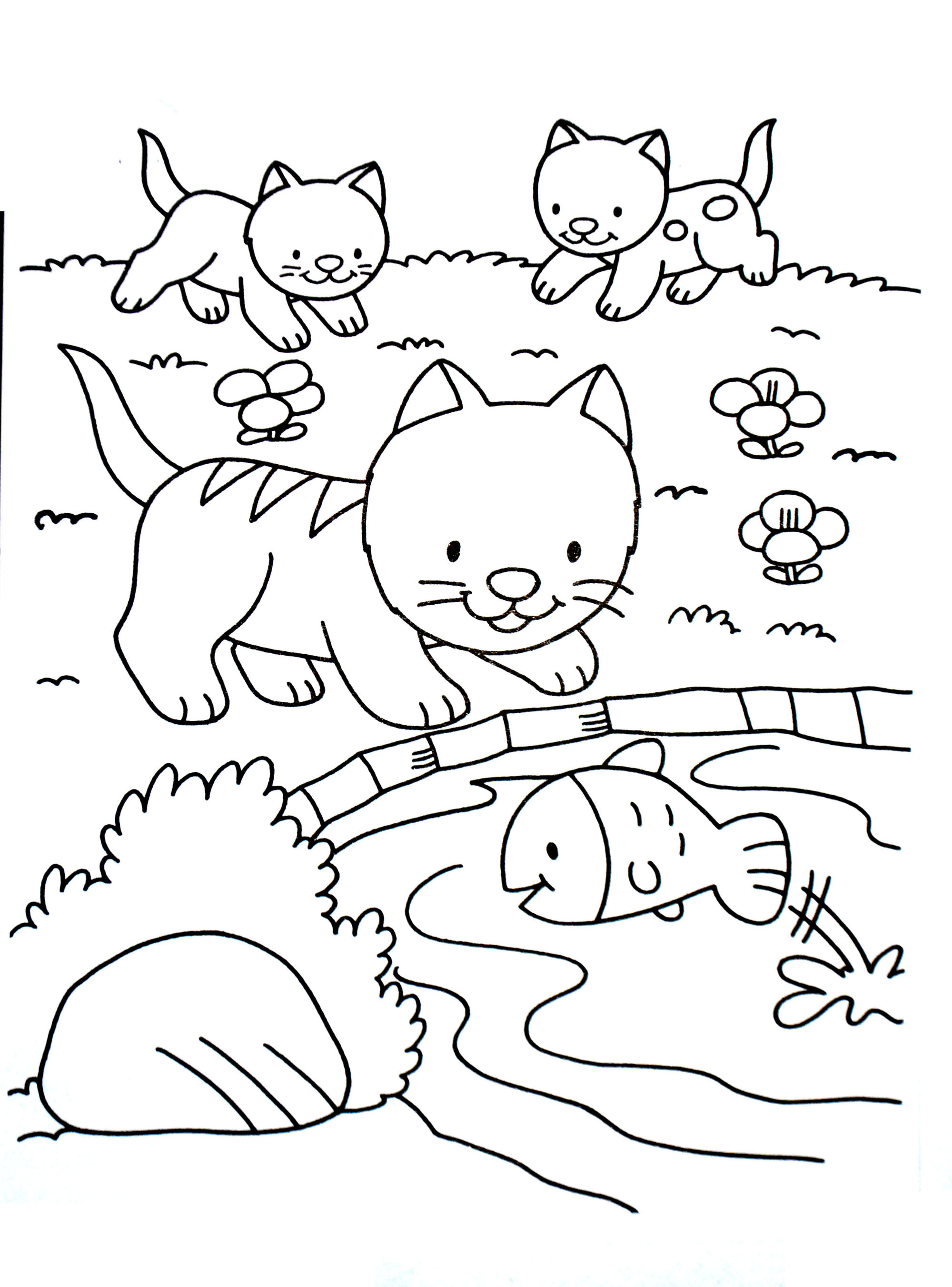 Desenho de gato fácil de colorir para as crianças