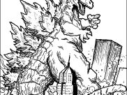 Páginas de Godzilla para colorir e imprimir para crianças