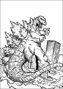 Página de para colorir e imprimir para crianças : O Godzilla destrói uma cidade!