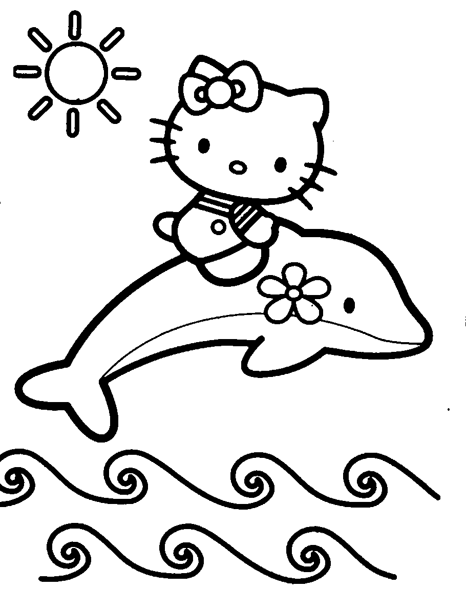 Hello Kitty sobre um golfinho bonito