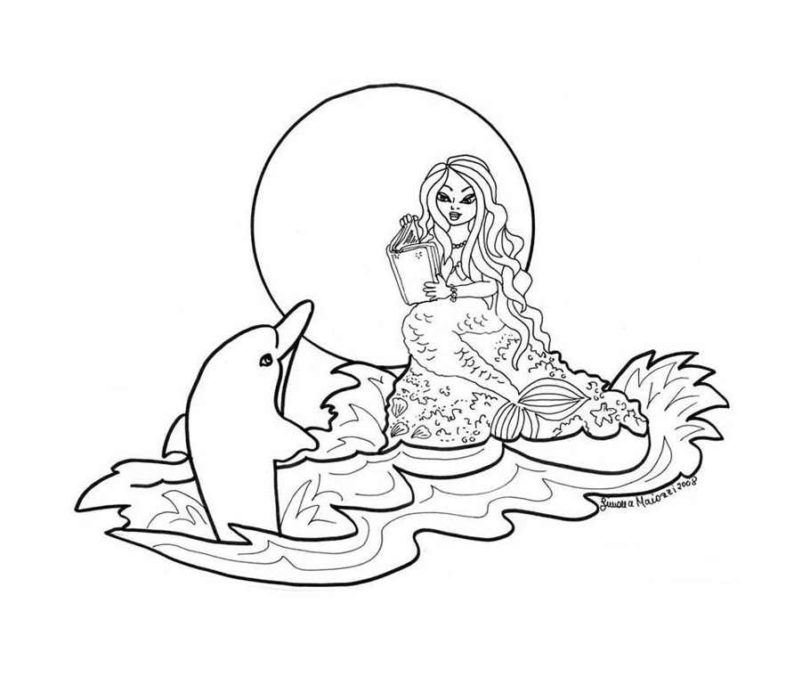 Imagem de uma sereia com um golfinho