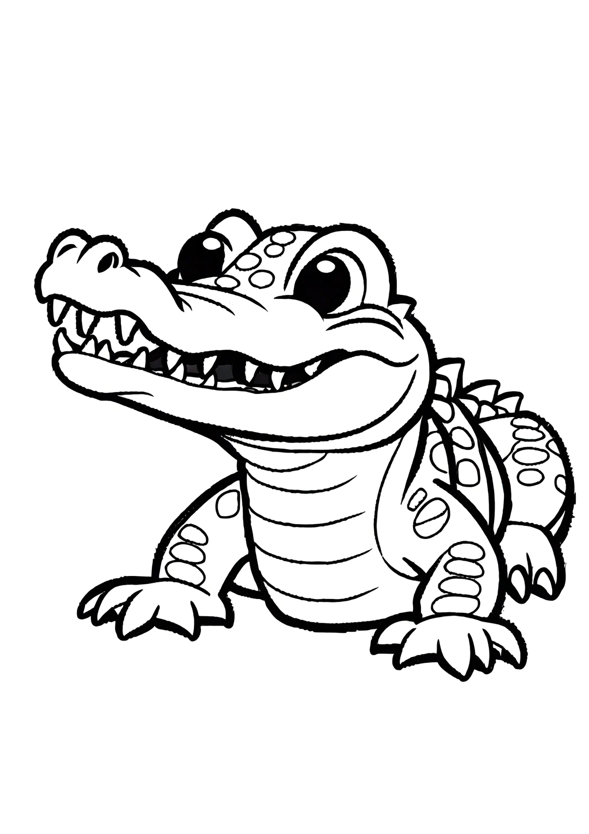 Crocodilo: desenho com linhas grossas (Página para colorir e imprimir para crianças)