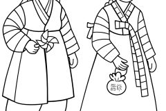 Páginas de Hanbok para colorir e imprimir para crianças