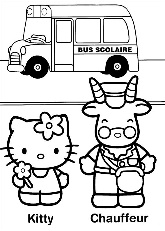 Hello Kitty e a sua amiga corneta: estão apenas à espera de serem coloridas!