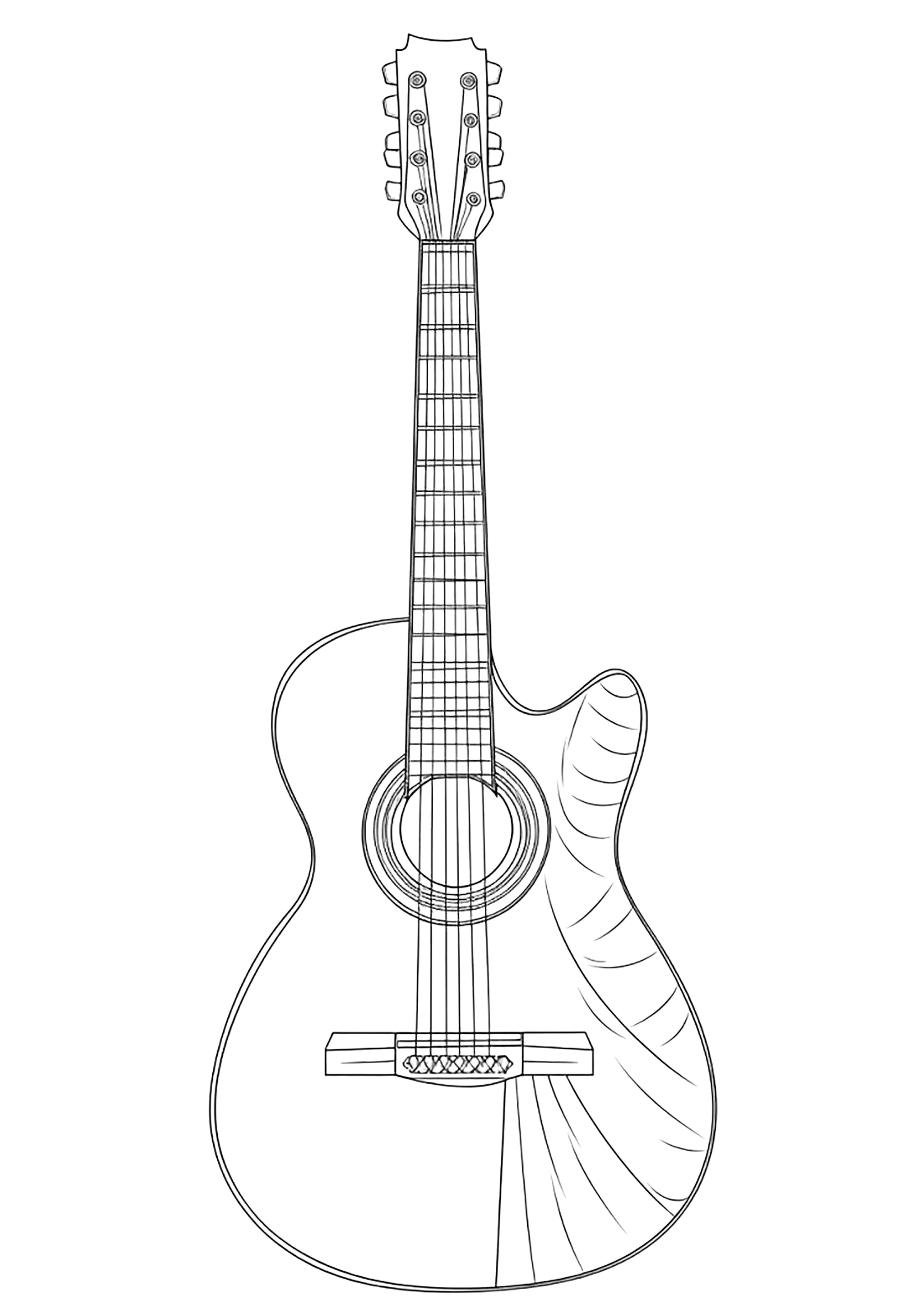 Guitare (Página de Instrumentos Musicais para colorir e imprimir para crianças)