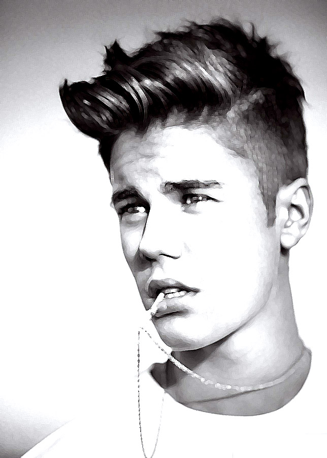 O retrato de Justin Bieber a cores