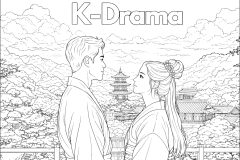 Páginas de K-drama para colorir e imprimir para crianças