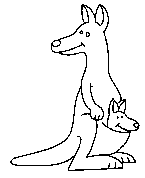 Páginas simples de coloração de canguru para crianças