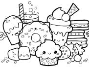 Páginas de Kawaii para colorir e imprimir para crianças