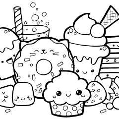 Páginas de Kawaii para colorir e imprimir para crianças