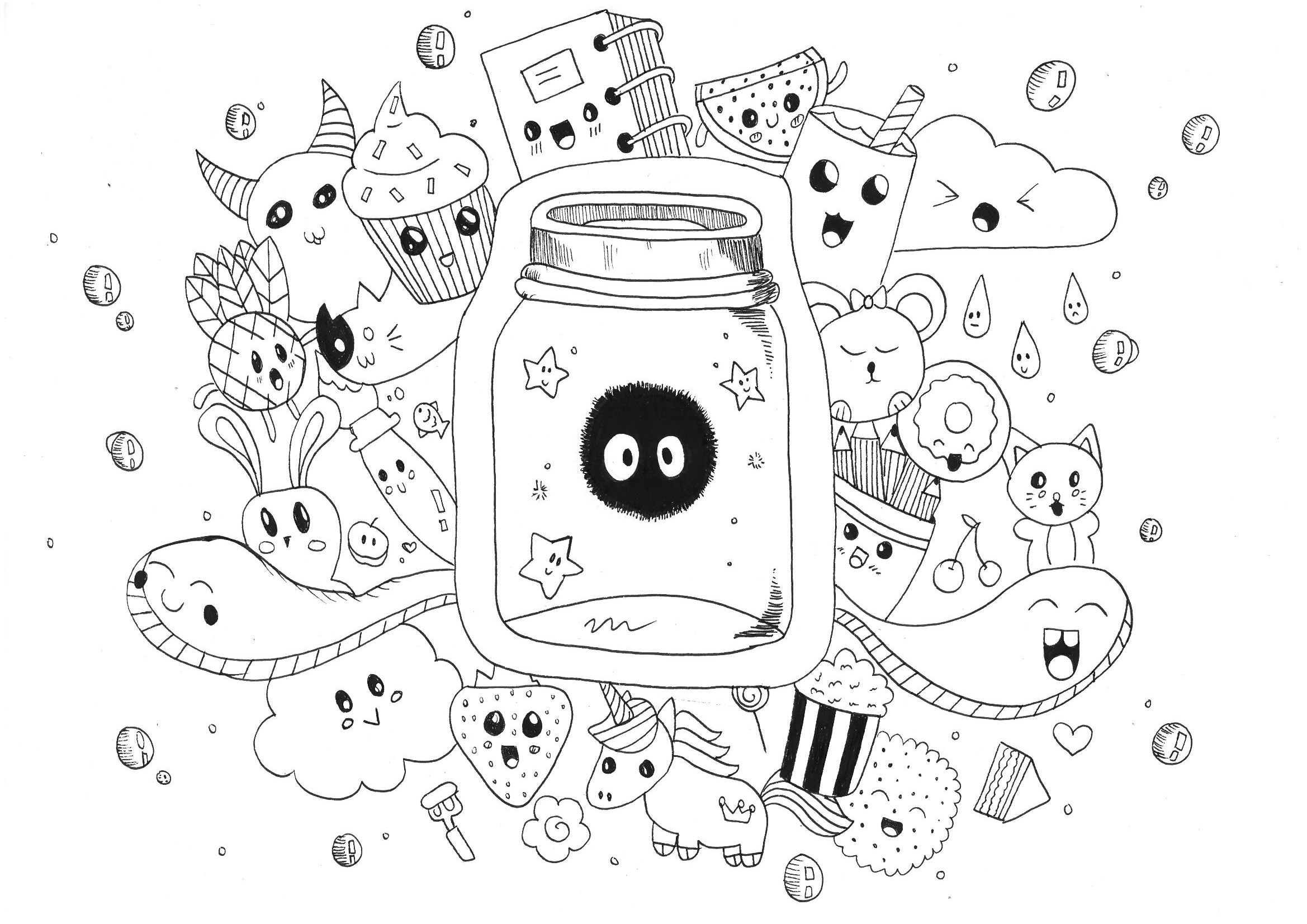 Desenhos Kawaii para colorir  Dibujos kawaii, Páginas para