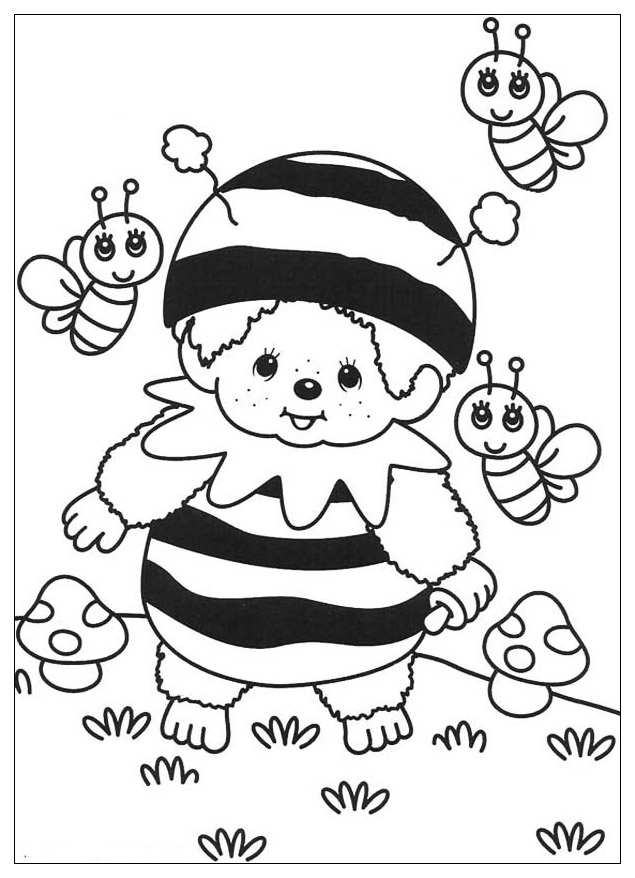 Prepara os teus lápis e marcadores para colorir esta página para colorir da Kiki. Kiki no reino das abelhas