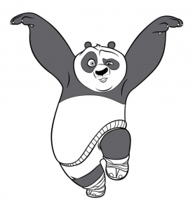 Kung Fu panda : Desenho do panda do Kung Fu para imprimir e colorir