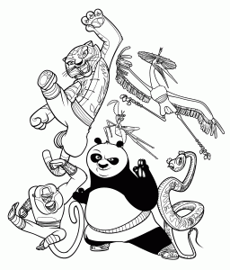 Desenho gratuito do panda do Kung Fu para imprimir e colorir