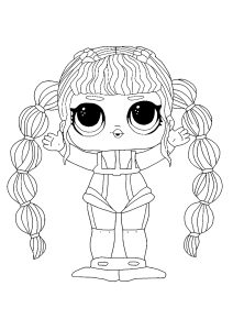 Página de Bonecas LOL para colorir e imprimir para crianças : Boneca LOL Surprise bonita com cabelo comprido